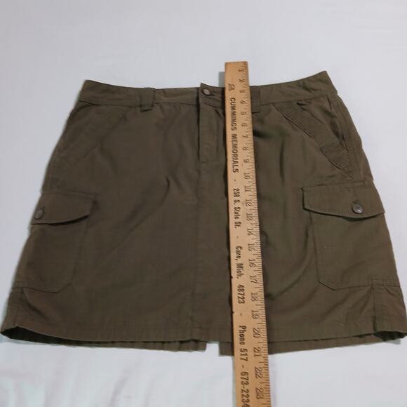 Eddie Bauer size 14 olive ripstop mini-skirt easy care front and side pockets - Picture 6 of 11